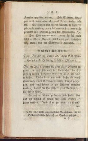 Sechster Abschnitt. Von Errichtung eines adelichen Cadetten-Corps und Bildung tüchtiger Officiers