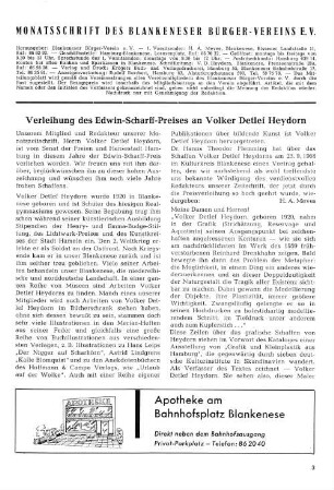 Verleihung des Edwin-Scharff-Preises an Volker Detlef Heydorn