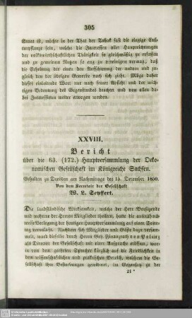 XXVIII. Bericht über die 63. (172.) Hauptversammlung der Oekonomischen Gesellschaft im Königreiche Sachsen