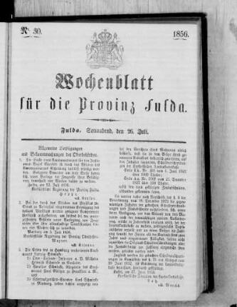Nr. 30, Ausgabe vom 26. Juli 1856