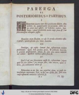 Parerga Ex Posterioribus Partibus.
