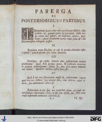 Parerga Ex Posterioribus Partibus.