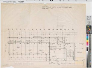 Soest (Soest) Erweiterung des Staatlichen Archigymnasiums Grundriß Erdgeschoß (1968) 1 : 50 75 x 97 Zeichnung Staatshochbauamt Soest