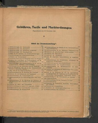 Gebühren, Tarife und Marktordnungen