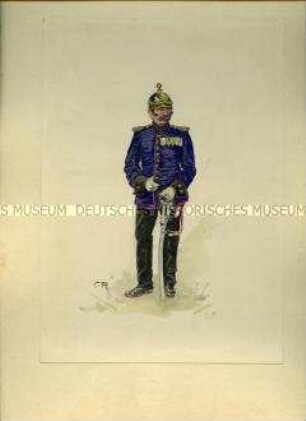 Uniformdarstellung, Offizier der Fuß-Artillerie, Sachsen, um 1900.