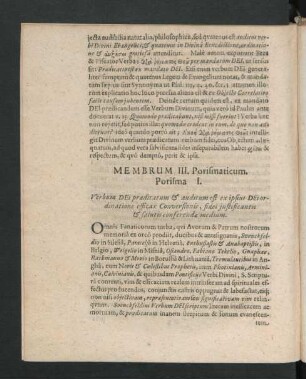 Membrum III. Porismaticum.