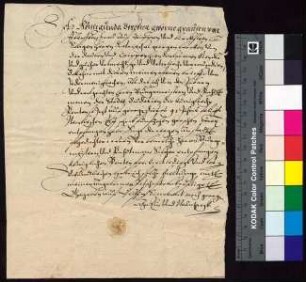 Kunigunde Berka von Duba, geborene Gräfin von Eberstein (Königunda Berckin geborne Gräffin von Eberstein), bestätigt Bürgermeister und Rat der Stadt Bautzen den Empfang der königlichen Jahrrente zvon 11 Schock 15 Groschen für die Erben des Dietrich Georg Berka von Duba zu St. Georgi.