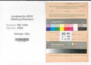 Entnazifizierung Otto Kemper , geb. 31.01.1922 ()