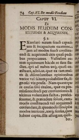 Caput VI. De Modis Feudum Constituendi & Acquirendi