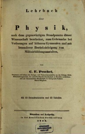 Lehrbuch der Physik. 1