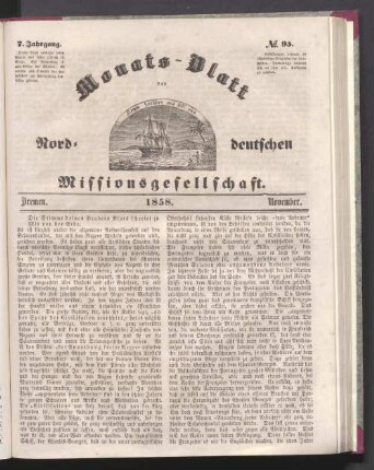 8. Jahrgang. N° 95. Bremen. 1858. November