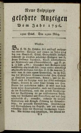 25tes Stück. Den 25ten März.