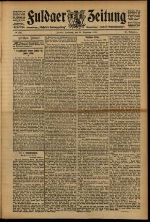 Erste Ausgabe vom Samstag, den 30. Dezember 1905.