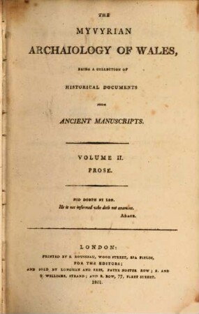 The Myvyrian archaiology of Wales, Vol. 2. Prose