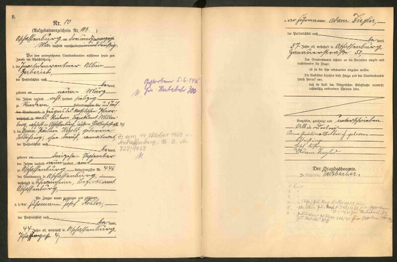 Standesamtsbuch der Stadt Aschaffenburg: Eheschließungen 252/1930 - 130/1931