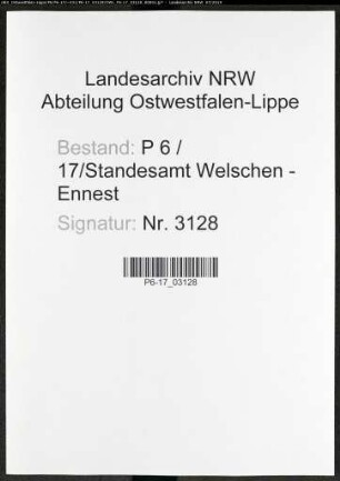 Sterberegister Standesamt Welschen-Ennest