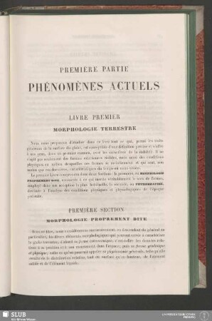 Première Partie. Phénomènes Actuels