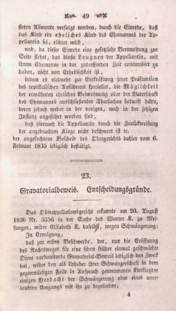 23. Gravatorialbeweis. Entscheidungsgründe.