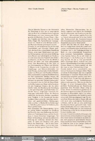 Über: Claude Schnaidt „Hannes Meyer – Bauten, Projekte und Schriften“ : Notiert und glossiert