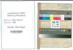 Entnazifizierung Max Edgar Mueller , geb. 05.08.1910 (Zollbeamter)
