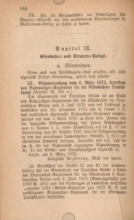 Capitel IX. Eisenbahn- und Straßen-Polizei.