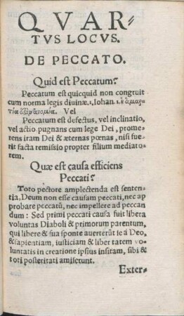 Qvartvs Locvs. De Peccato.