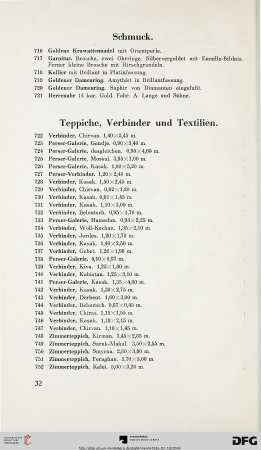 Teppiche, Verbinder und Textilien (Nr. 722-785)