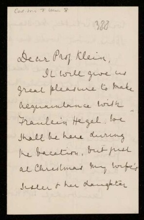 Nr. 24: Briefe von Arthur Cayley an Felix Klein, Cambridge, 14.11.1890