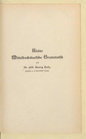 Kleine Mittelhochdeutsche Grammatik