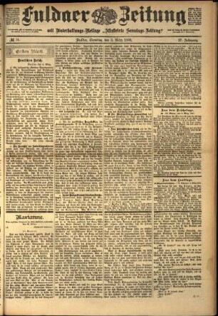 Erste Ausgabe vom Samstag, den 03. März 1900.
