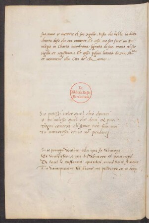 Kurzes Gedicht, ital. und frz. Übers.