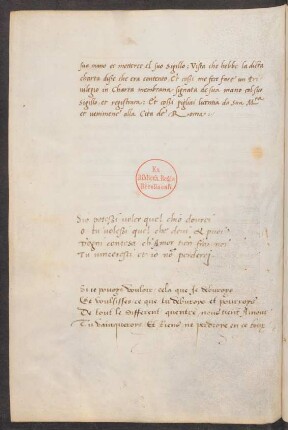 Kurzes Gedicht, ital. und frz. Übers.