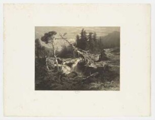 Felslandschaft mit Fluss und Bäumen, Blatt 8 der Folge "Zeichenunterricht im Hinblick auf die Landschaft"