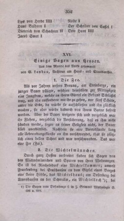 XVI. Einige Sagen aus Hessen.
