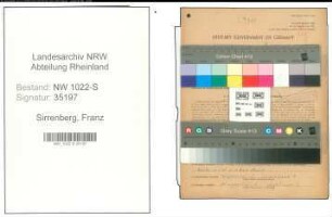 Entnazifizierung Franz Sirrenberg , geb. 17.02.1913 (Haendler)