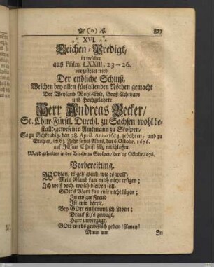 XVI. Leichen-Predigt: Der endliche Schluß