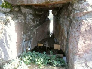 Stadtbefestigung-Stadtmauer der Vorderstadt nahe ehemaligem Fischertor - Basisbereich mit erhaltener Schießscharte in Brusthöhe zur Neckarseite