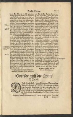Vorrede auff die Epistel S. Jacobi.