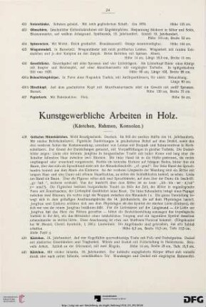 Kunstgewerbliche Arbeiten in Holz (Nr. 438-471)