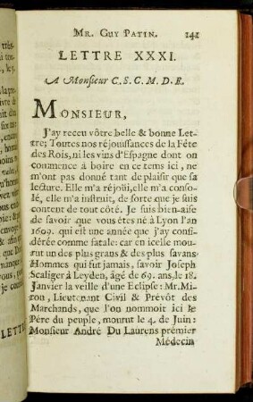 Lettre XXXI. - Lettre XXXV.