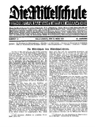 Die Mittelschule den Mittelschullehrern