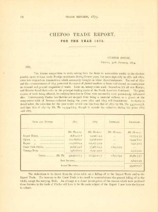 Chefoo trade report