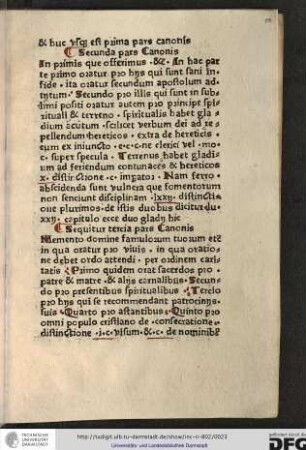 Secunda pars canonis.