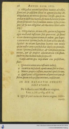In Die Natalitio Christi Salvatoris