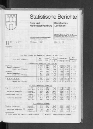 Der Seeverkehr des Hamburger Hafens im Mai 1972 : Lfd. Nr. 38