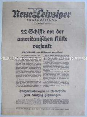 Extrablatt der "Neuen Leipziger Tageszeitung" u.a. zum U-Boot-Krieg