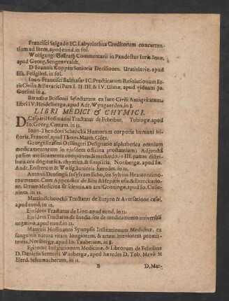 Libri Medici & Chymici.