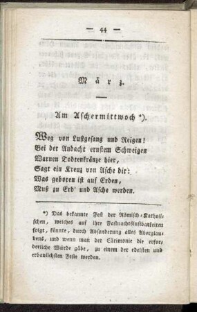 März. - Am ersten May, dem Geburtstage der Freyfrau von Zink in Emmendingen.