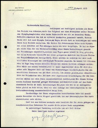 Anlage II. G. Karo an Theodor Lewald