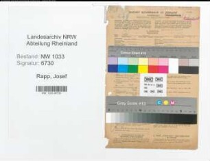 Entnazifizierung Josef Rapp , geb. 03.03.1920 (Dreher)